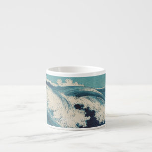 Taza De Espresso Impresión de océanos de olas azules japonesas anti