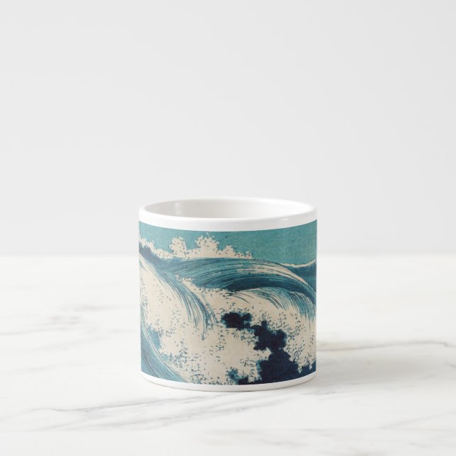 Taza De Espresso Impresión de océanos de olas azules japonesas anti (Frente)