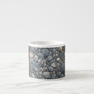 Taza De Espresso Impresión de pintura de guijarros y conchas de pla