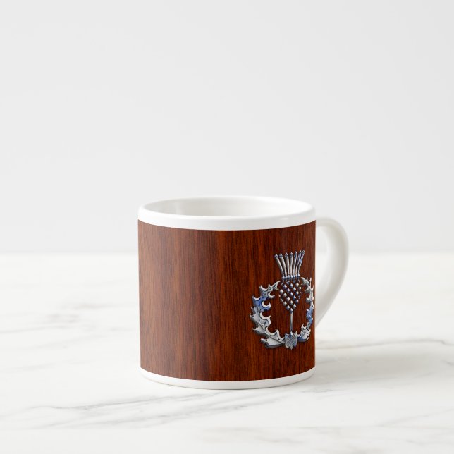 Taza De Espresso Impresión escocesa de madera de caoba rica del (Derecha)