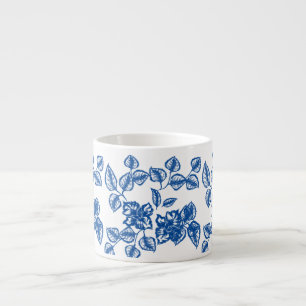 Taza De Espresso Impresión floral azul Delft-LIke