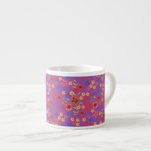 Taza De Espresso Impresión floral retro de moda en magenta espresso