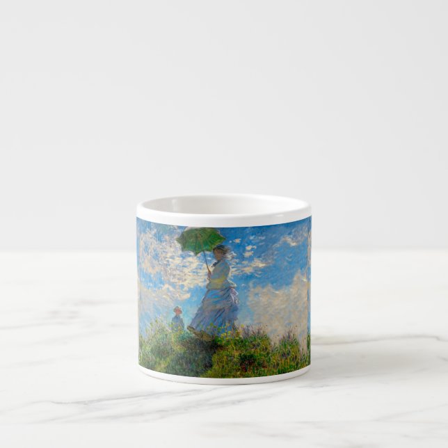 Taza De Espresso Impresionismo de Monet Woman Parasol (Frente)