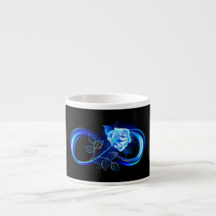 Taza De Espresso Infinito brillante con rosa azul
