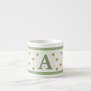 Taza De Espresso Inicial personalizada   Elegante Daisy Honeycomb d