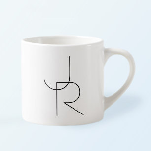 Taza De Espresso Iniciales de superposición de 2 modernas Negro s