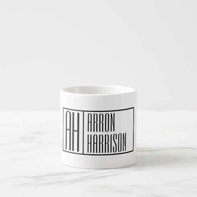 Taza De Espresso Iniciales y logotipo de nombres mínimos modernos (Frente)