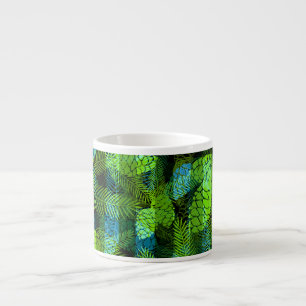 Taza De Espresso Ininterrumpido invierno Navidad verde azul piñas t