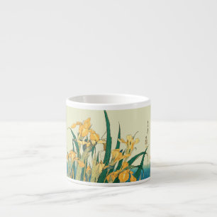 Taza De Espresso Iris Saltamontes de Hokusai: Impresión Vintage Jap