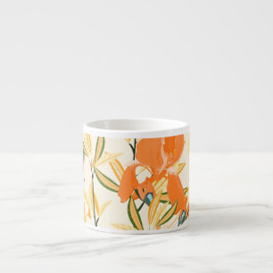 Taza De Espresso irisis naranja: patrón floral sin fisuras