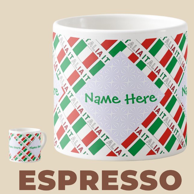 Taza De Espresso Italia Bandiera Italiana Tiled Green Personalizado (Subido por el creador)