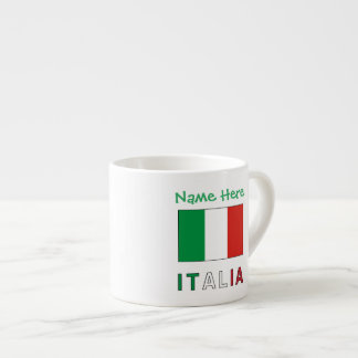 Taza De Espresso Italia y Bandera Italiana Personalización Verde