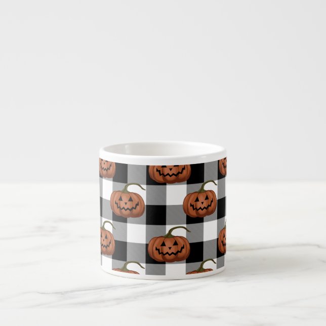 Taza De Espresso Jack O Lanterns en la verificación de búfalos, Hal (Frente)