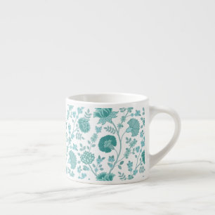 Taza De Espresso Jacobean Floral Big Pattern en blanco