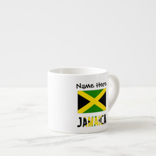Taza De Espresso Jamaica y bandera jamaicana con tu nombre