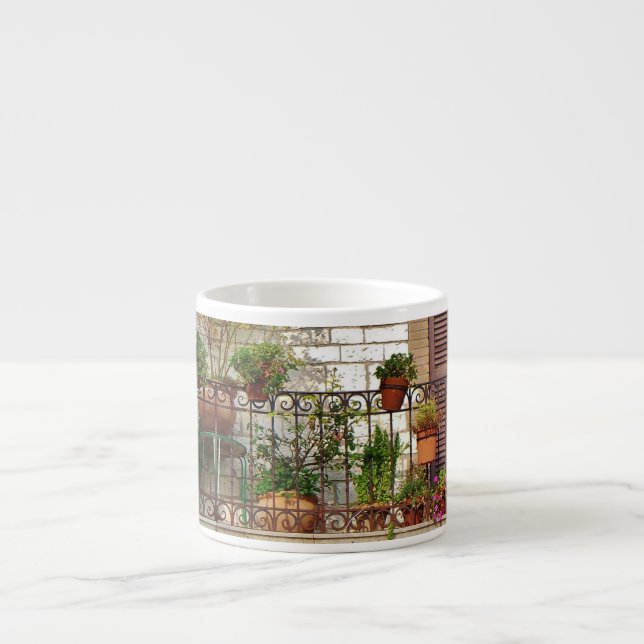 Taza De Espresso Jardín de Balcón de Italia (Frente)