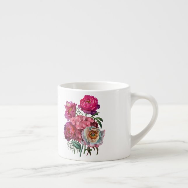 Taza De Espresso Jardín de flores románticas (Derecha)