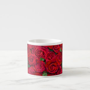 Taza De Espresso Jardín de Rosas Rojas Patrón Floral Sin Costuras R