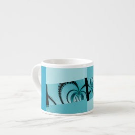 Taza De Espresso Jardín fractal azul