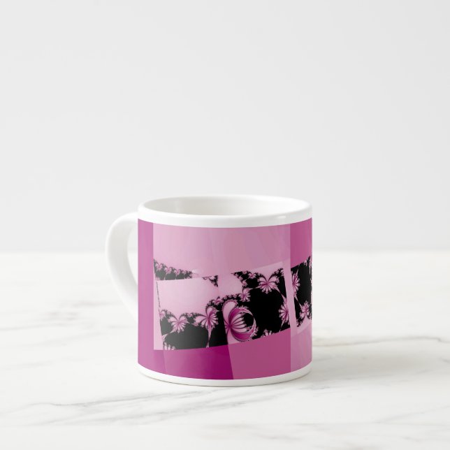 Taza De Espresso Jardín fractal rosa (Izquierda)
