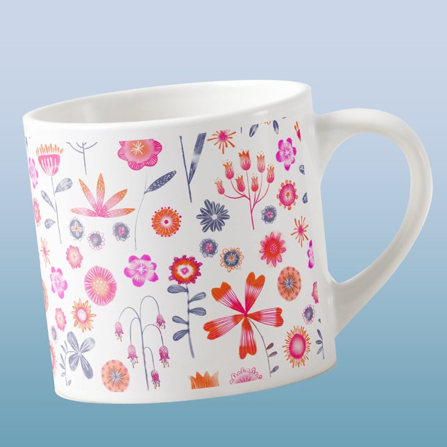 Taza De Espresso Jardín moderno de flores (Modern watercolor floral espresso cup)