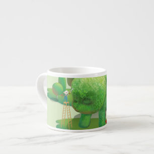 Taza De Espresso Jardineros de gatos, topiaria verde animal surreal