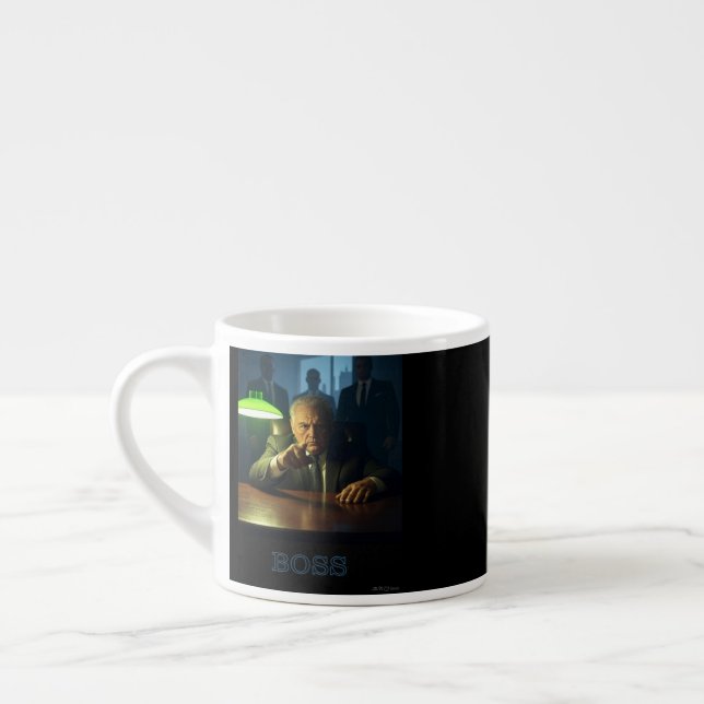 Taza De Espresso Jefe con texto espresso mug de dos lados (Izquierda)