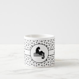 Taza De Espresso Jefe Lady Black Cat y flores