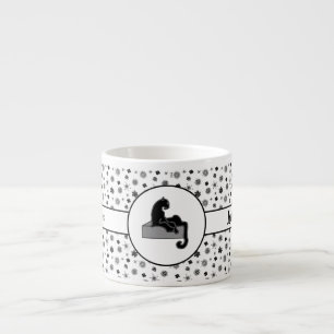 Taza De Espresso Jefe Lady Black Cat y flores
