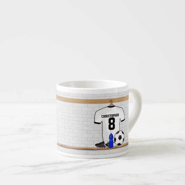 Taza De Espresso Jersey de fútbol negro blanco personalizado del (Derecha)
