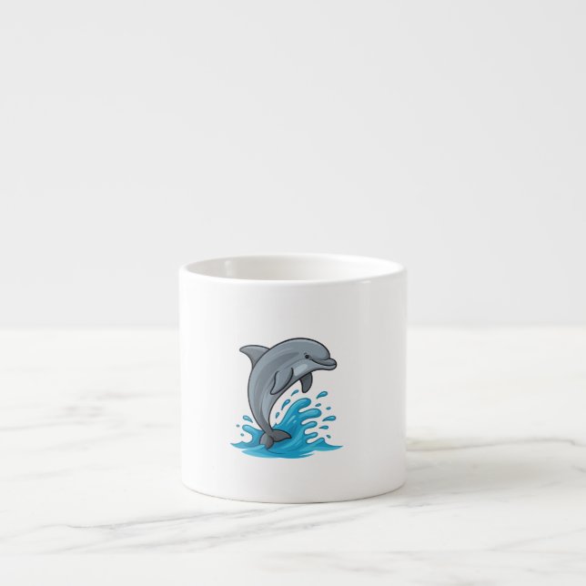 Taza De Espresso Joyful Dolphin Splash - Specialty Mug (Frente)