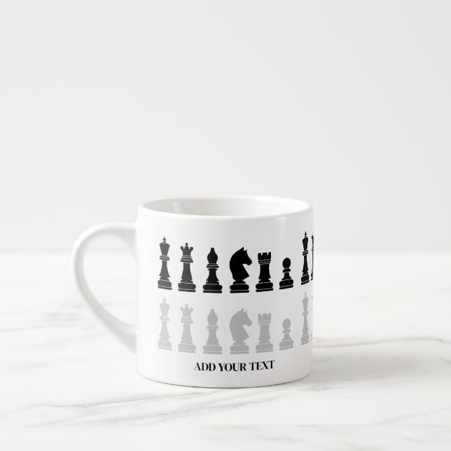 Taza De Espresso Juego de piezas de ajedrez moderno personalizado (Izquierda)