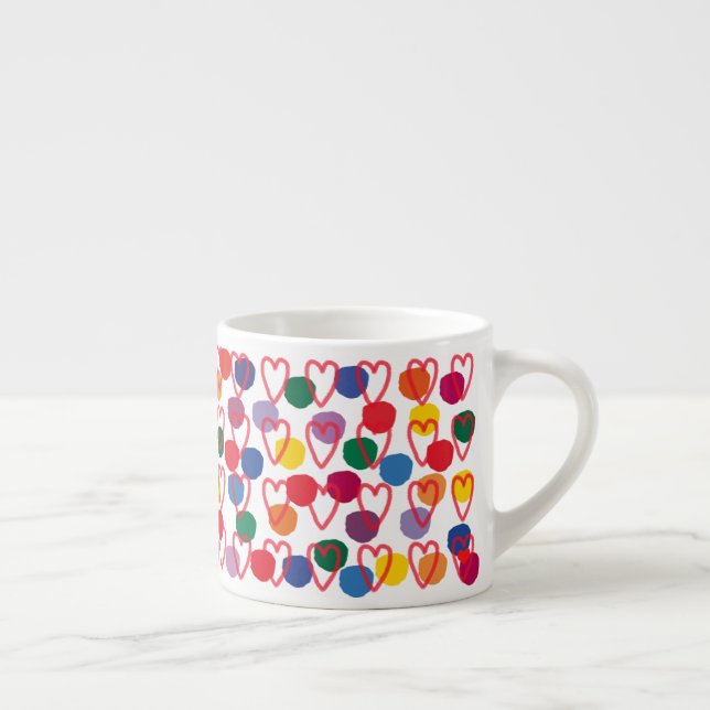 Taza De Espresso Jumbo-Tasse Espressotasse mit Punkten und Herzen (Derecha)