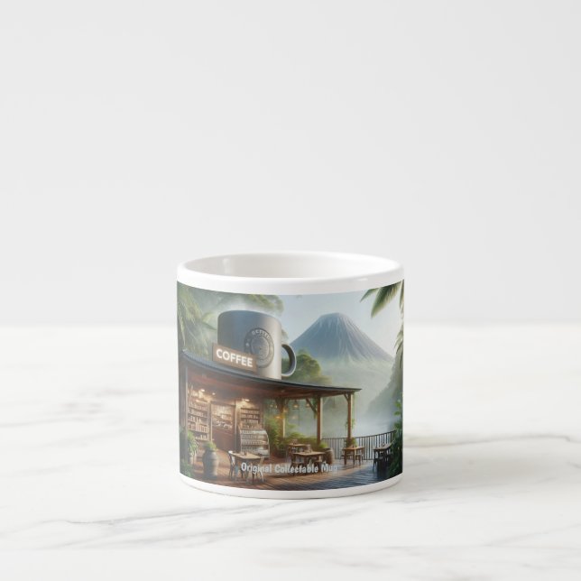 Taza De Espresso Jungle Coffee Oasis with Majestic Volcano View (Frente)