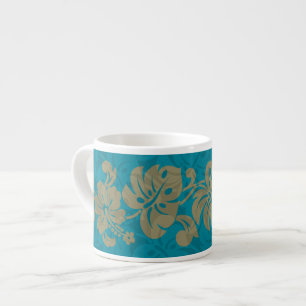 Taza De Espresso Kalakaua Hibisco Hawaiano Borde KL303