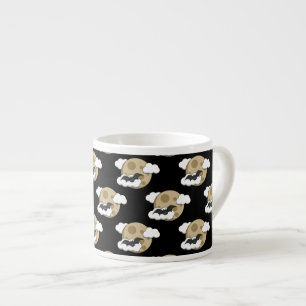 Taza De Espresso Kawaii Happy Bat Flying on Full Moon Pattern