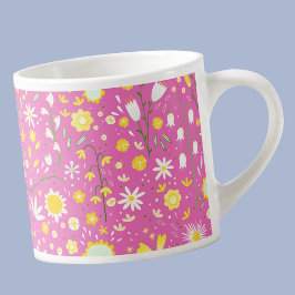Taza De Espresso Keepsake moderno de flor silvestre rosada