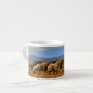 Taza De Espresso Kilimanjaro y elefantes