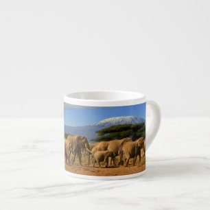 Taza De Espresso Kilimanjaro y elefantes