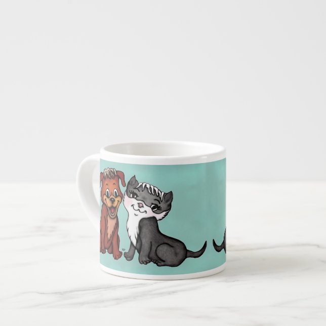 Taza De Espresso Kitty y Puppy (Izquierda)