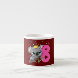 Taza De Espresso Koala Princess 8th Birthday Girl 8 Years Old