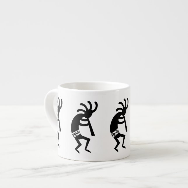 Taza De Espresso Kokopelli Blanco Y Negro Al Suroeste (Izquierda)