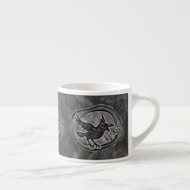 Taza De Espresso Krähe Crow Rabe ruft KRÄH!  (Derecha)