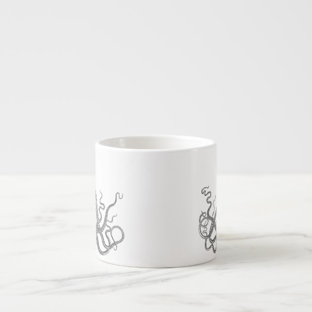 Taza De Espresso Kraken - pulpo gigante negro/Cthulu (Frente)
