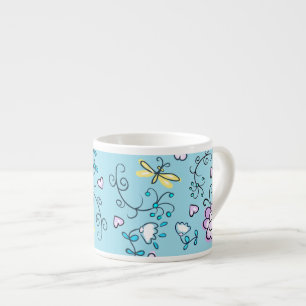 Taza De Espresso La aguamarina fina refresca floral retro femenino