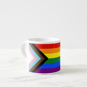 Taza De Espresso La Bandera del Orgullo del Progreso de SlipperyJoe