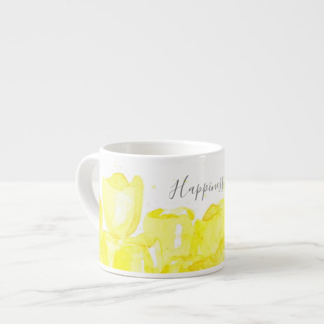 Taza De Espresso La Felicidad De Los Tulipanes Amarillos Está Siend (Izquierda)