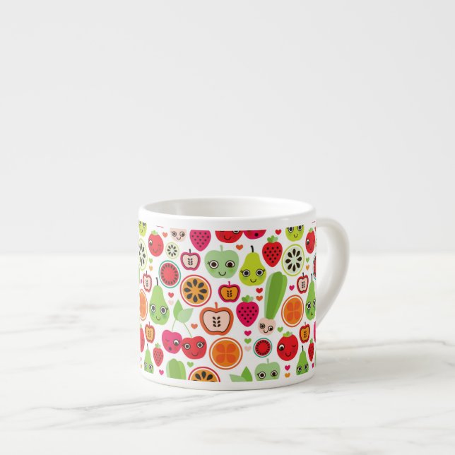 Taza De Espresso la fruta embroma la manzana del ilustracion (Derecha)