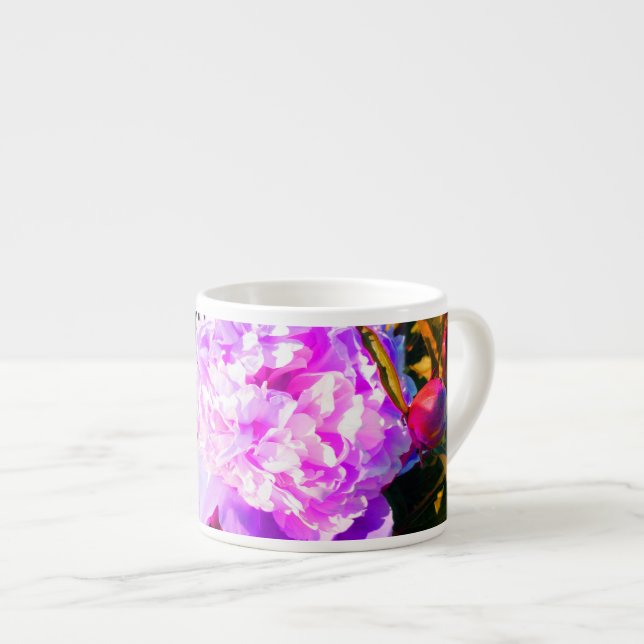 Taza De Espresso La hermosa ronda de peoneses rosados (Derecha)