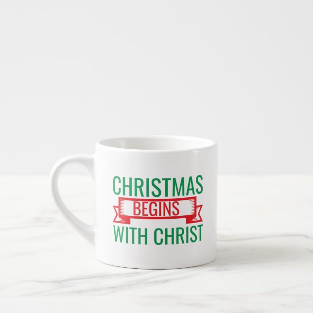 Taza De Espresso la navidad comienza con cristo-15523 (Izquierda)